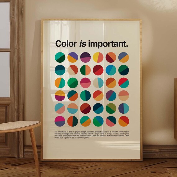 Color Is Important 36 Split Circle Study Bauhaus Design Poster