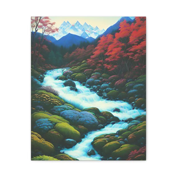 Mountain Stream Canvas Art Modern Home Decor