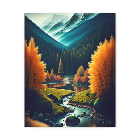 Mountain River Canvas Art Modern Landscape Home Decor