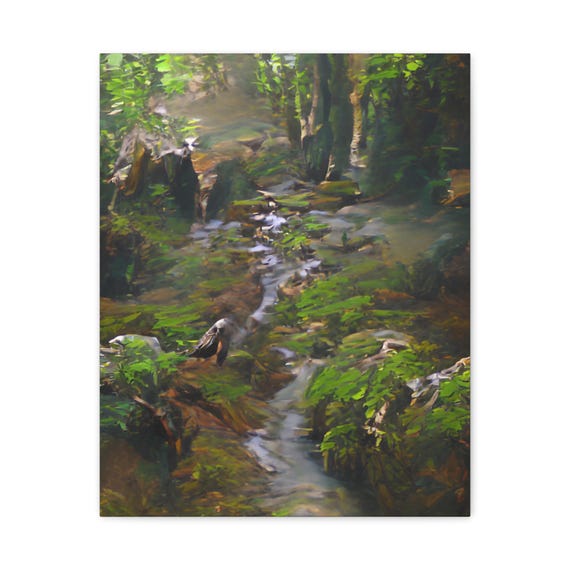 Forest Stream Matte Canvas Art Print Modern Home Decor
