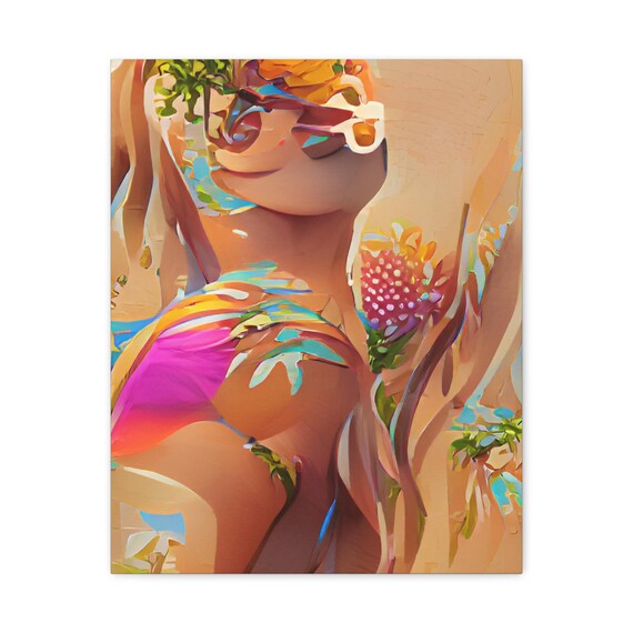 Abstract Woman in Sunglasses Floral Summer Portrait Modern Art Poster