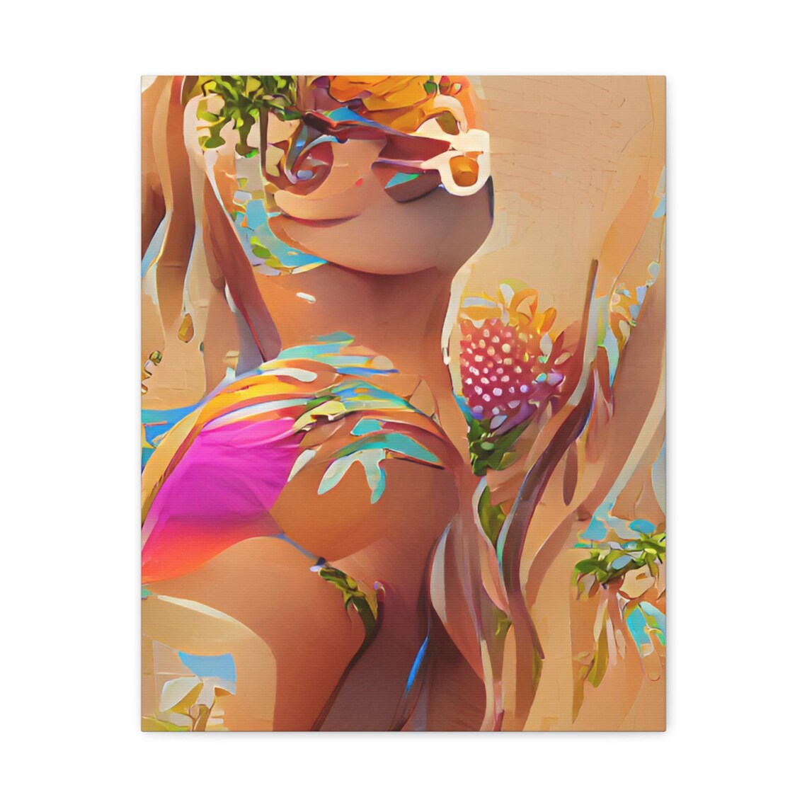 Abstract Woman in Sunglasses Floral Summer Portrait Modern Art Poster