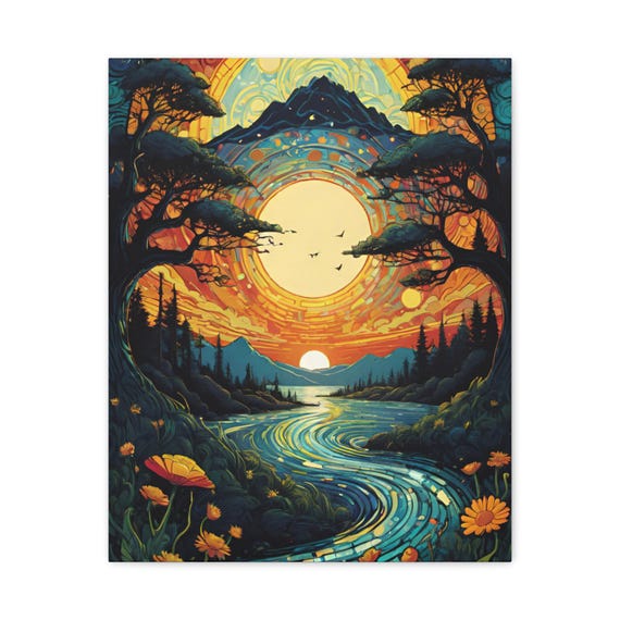 Sunset Landscape Matte Canvas Art Print Modern Home Decor