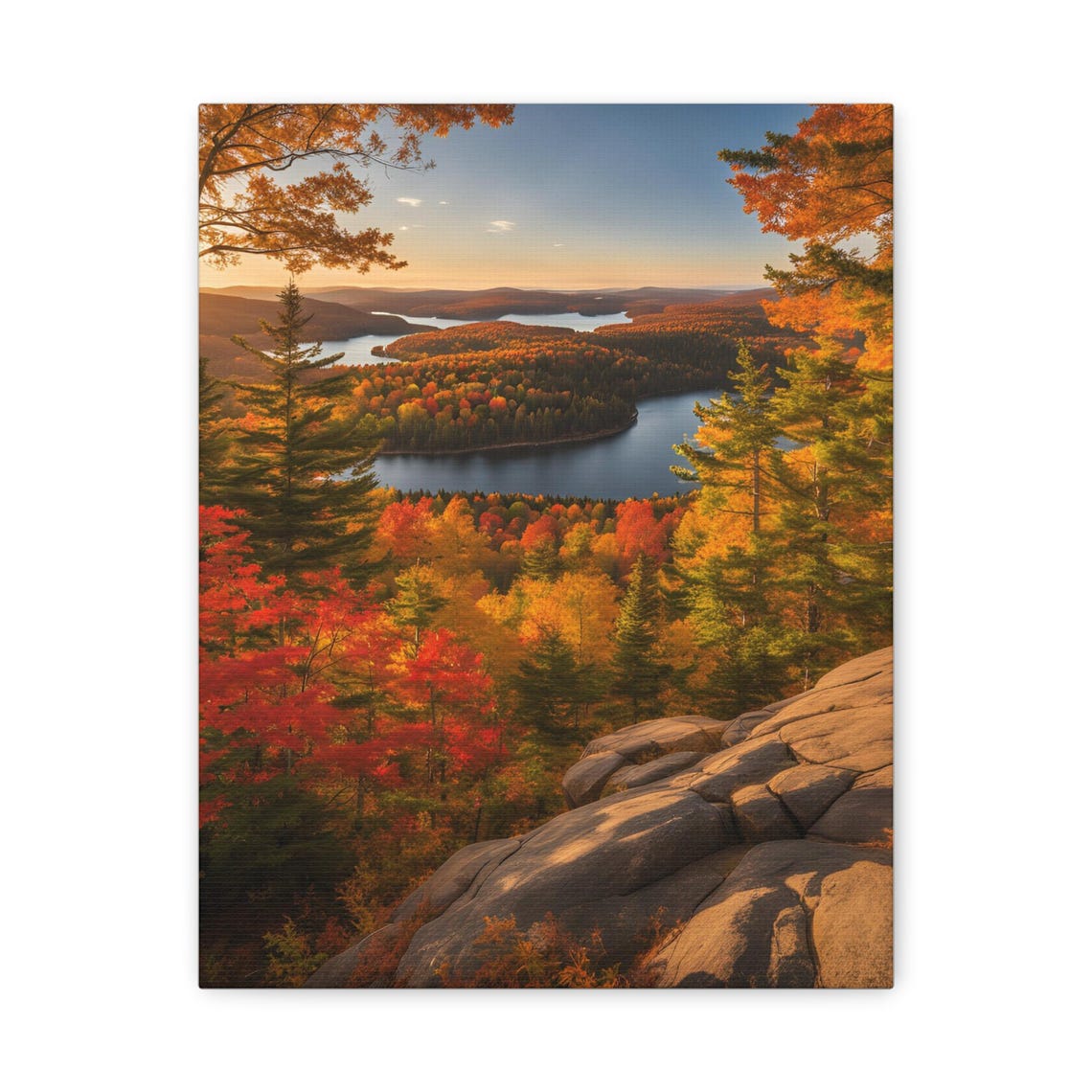 Autumn Fall Foliage Lake Overlook Rocky Viewpoint Nature Poster