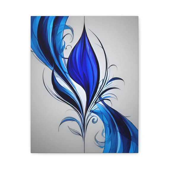 Blue Abstract Floral Petal Swirl Modern Elegant Decor Poster