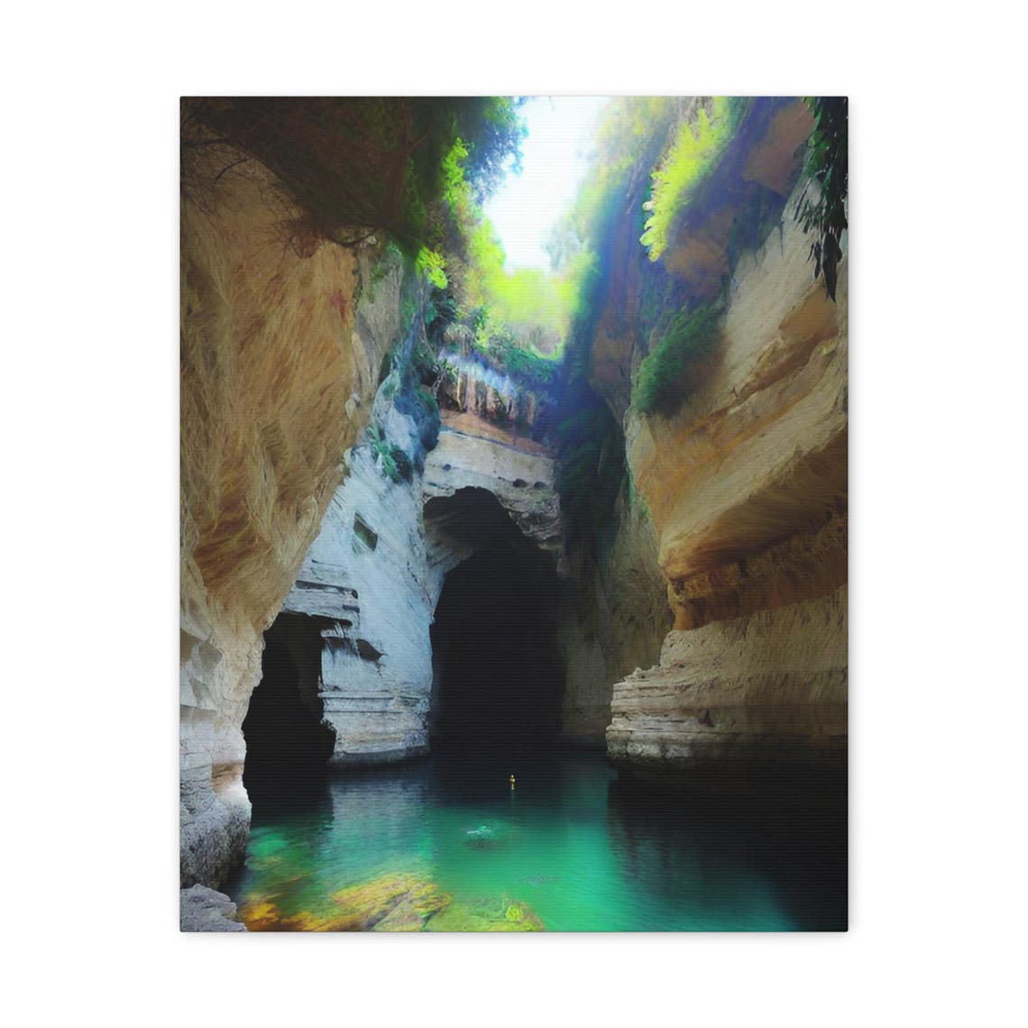 Cave Grotto Turquoise Pool Sunlight Rock Cavern Tropical Nature Poster