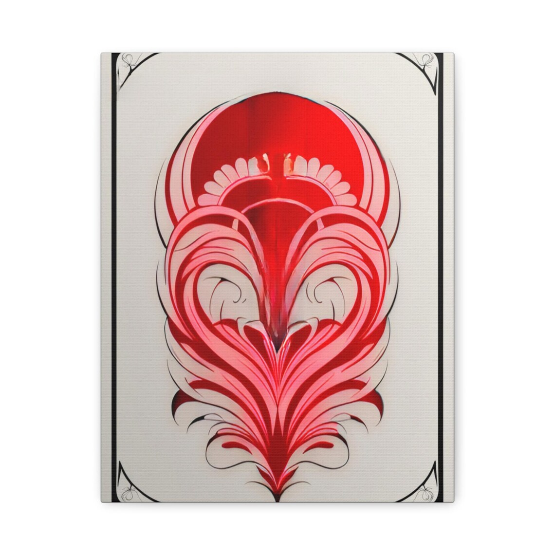 Bold Red Abstract Floral Heart Shape Line Art Modern Gallery Print