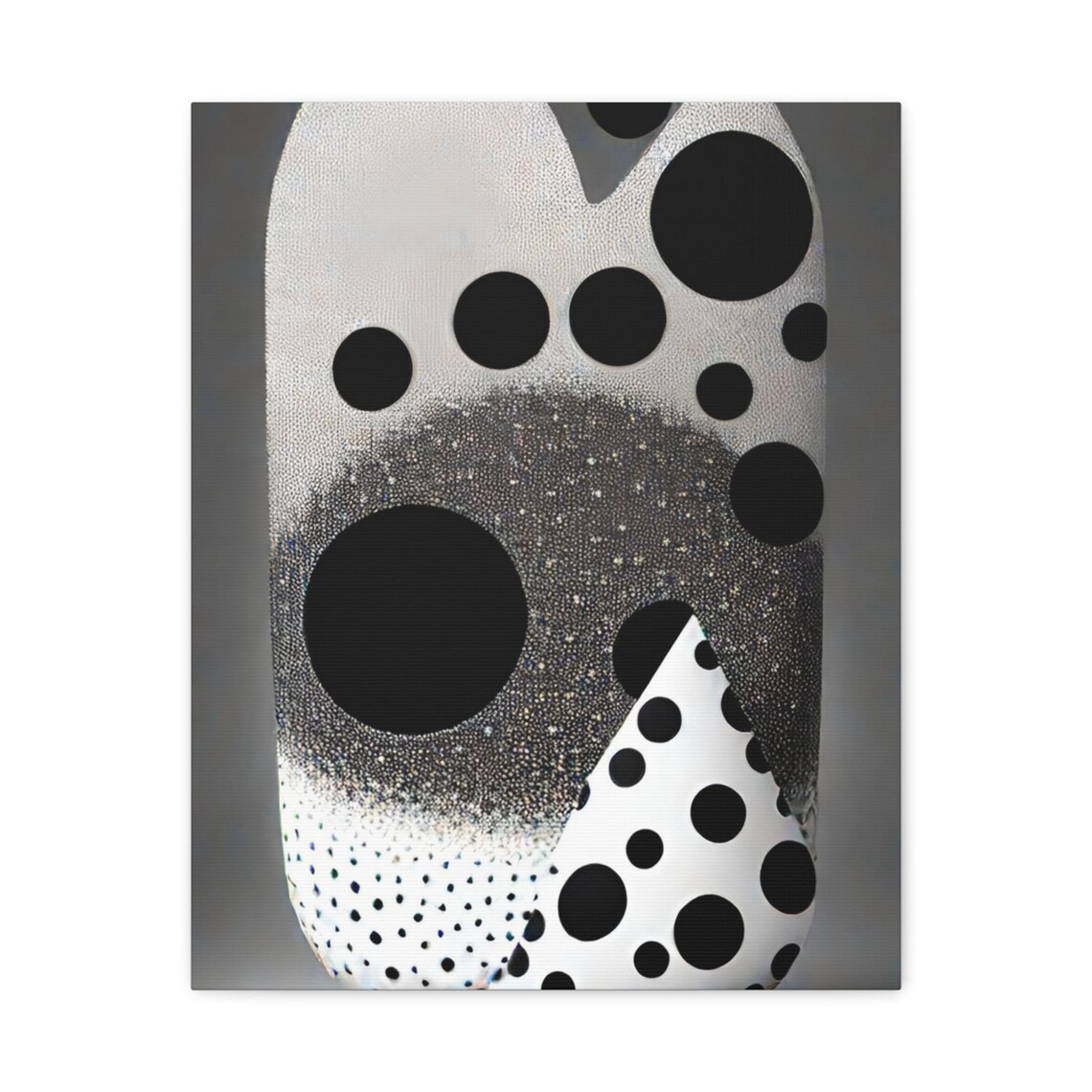 Black Polka Dots Abstract Organic Shape Minimalist Modern Wall Art
