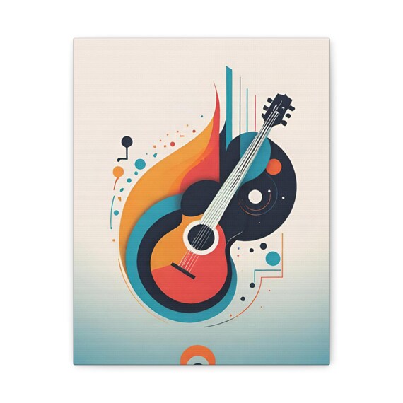 Geometric Abstract Guitar Burst Mid Century Modern Music Poster