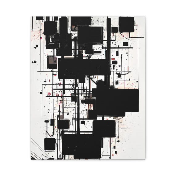 Abstract Black White Matte Canvas Wall Art Modern Home Decor