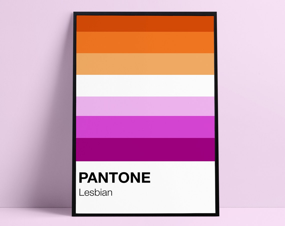 Lesbian Pride Flag Pantone Style Color Stripes Bold Pride Decor Poster