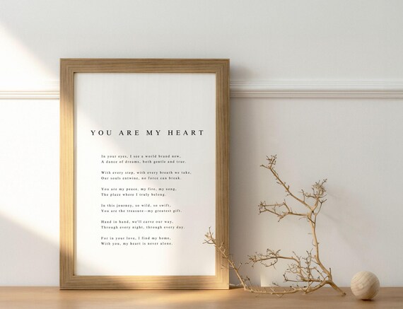 You Are My Heart Romantic Devotion Love Poem Keepsake Poster