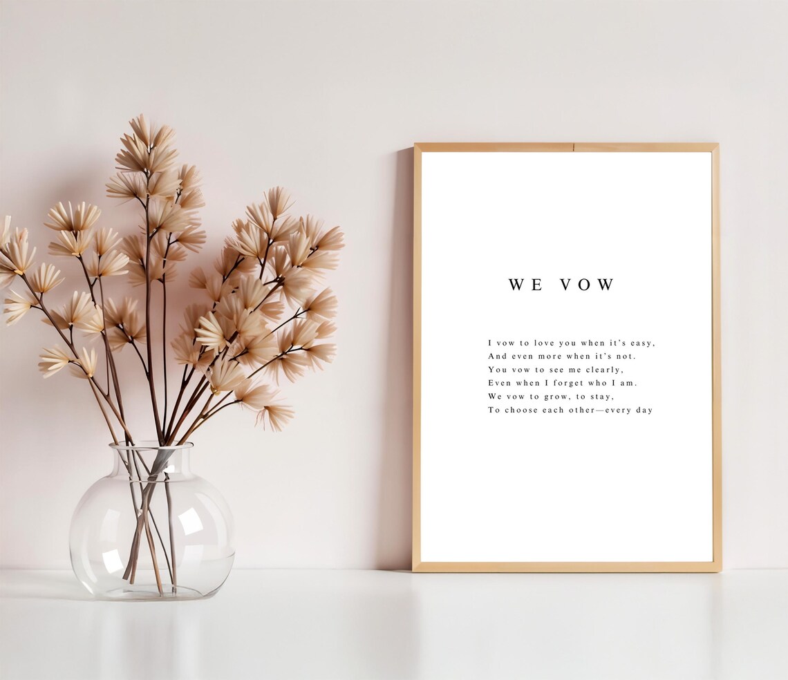 We Vow Wedding Vow Poem Romantic Minimalist Gold Frame Decor Poster - Image 2
