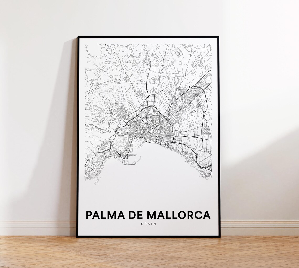 Palma de Mallorca Spain Minimalist City Street Map Art Poster