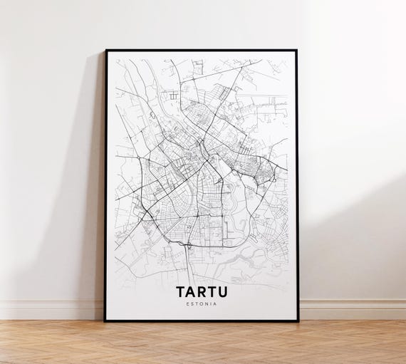 Tartu City Map Print Estonia Minimalist Poster Decor Instant