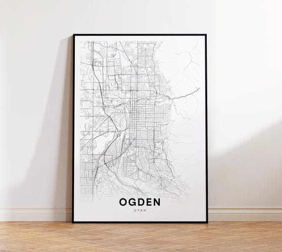 Ogden City Map Print Street Poster Utah Art Road Wall Office Decor