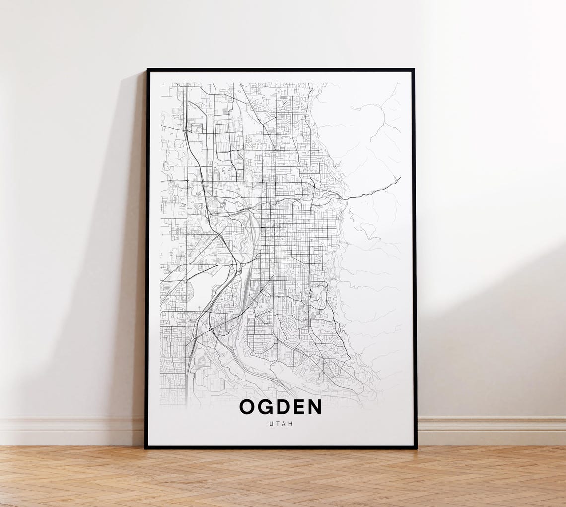 Ogden City Map Print Street Poster Utah Art Road Wall Office Decor
