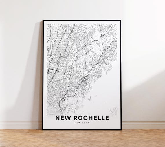New Rochelle City Map Print Street Poster York Art Road Wall Living Room Decor