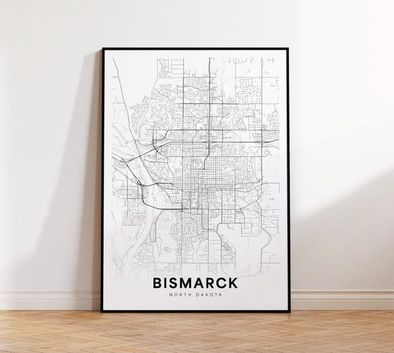 Bismarck City Map Print Street Poster North Dakota Art Road Wall Office Decor