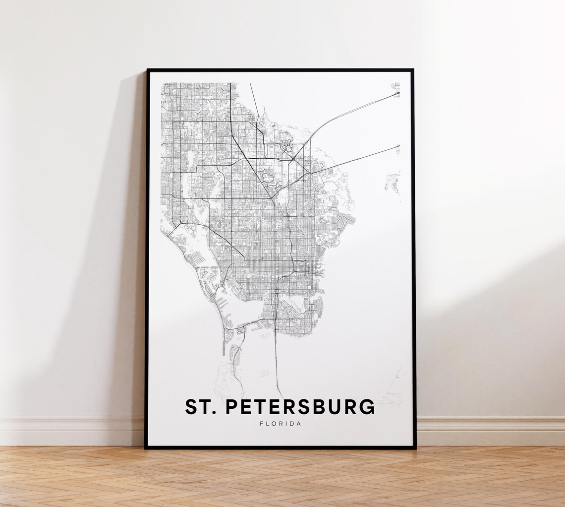 St Petersburg Florida City Street Map Minimalist Black White Poster