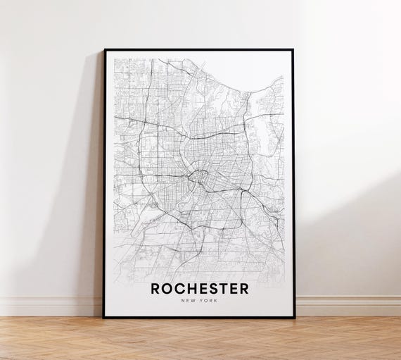 Rochester City Map Print Street Poster New York Art Road Minimalist Living Room Decor