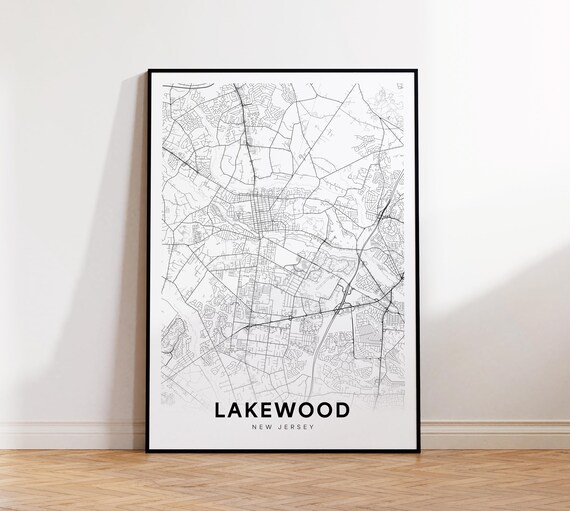 Lakewood New Jersey Minimalist Street Map Black and White Poster