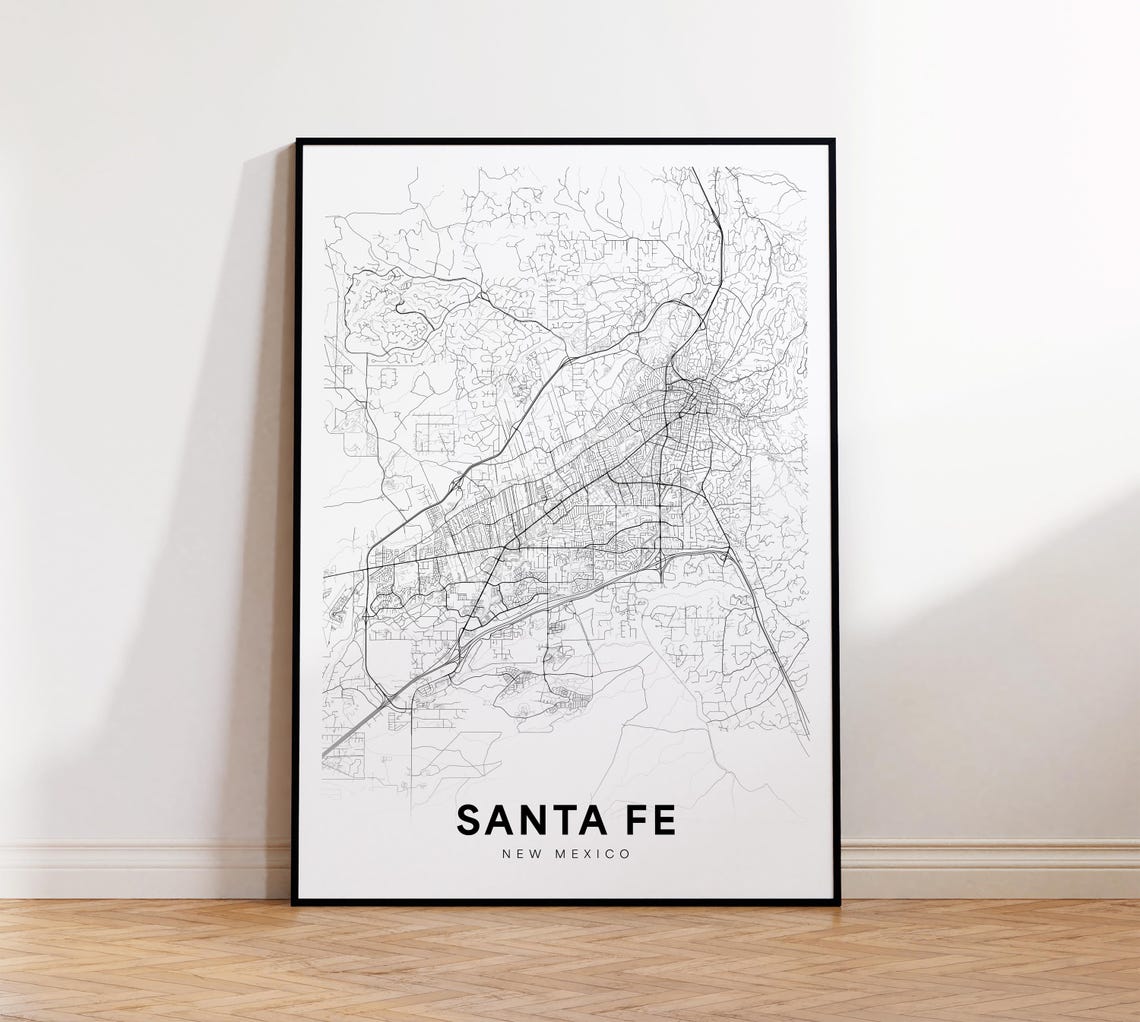 Santa Fe New Mexico Modern Minimalist City Street Map Poster