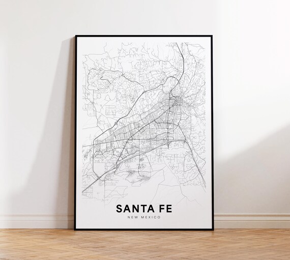 Santa Fe New Mexico Modern Minimalist City Street Map Poster