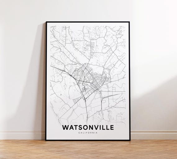 Watsonville City Map Print Street Poster Art Road Wall Office Decor