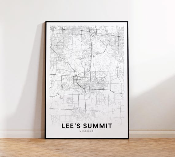 Lees Summit City Map Print Street Poster Missouri Art Road Wall Living Room Decor