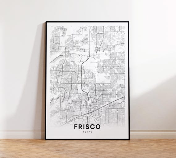 Frisco City Map Print Street Poster Texas Art Road Wall Office