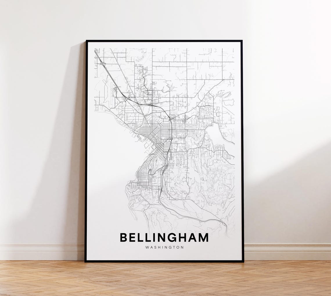 Bellingham Washington Street Map Minimalist City Decor Art Print