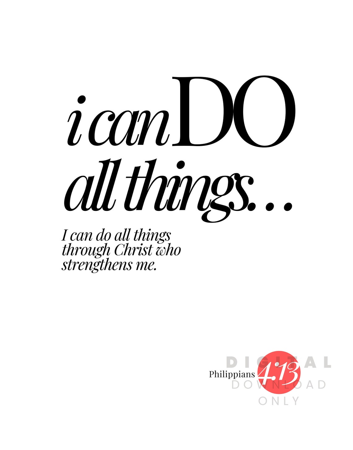 I Can Do All Things Bible Verse Wall Art Typography Encouragement Affirmation Poster Christian Quote Design Scripture Jesus - Image 2