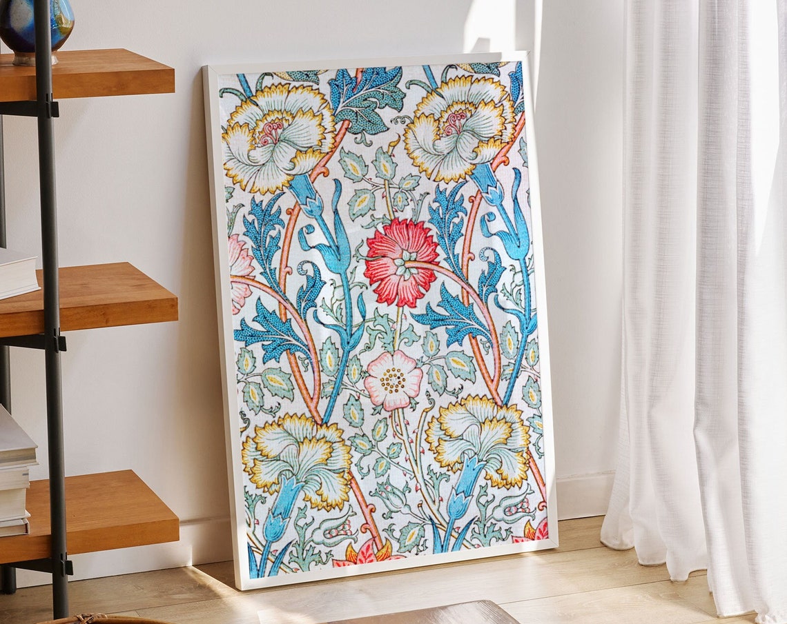 William Morris Pinks Floral Pattern Art Nouveau Vintage Textile Poster - Image 2