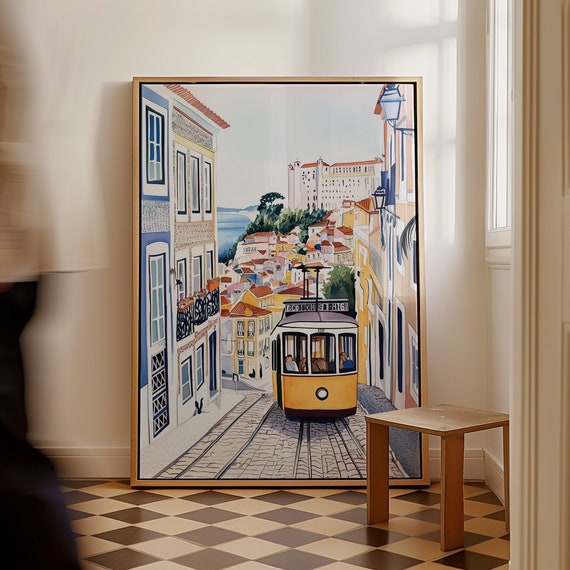 Lisbon Portugal Travel Poster, Europe Art Print