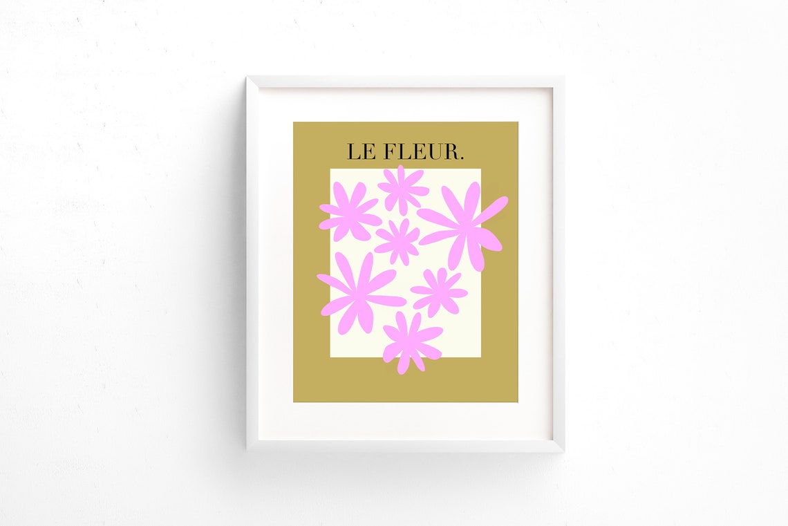 Le Fleur Pink Flower Silhouette Elegant Modern Botanical Art Poster