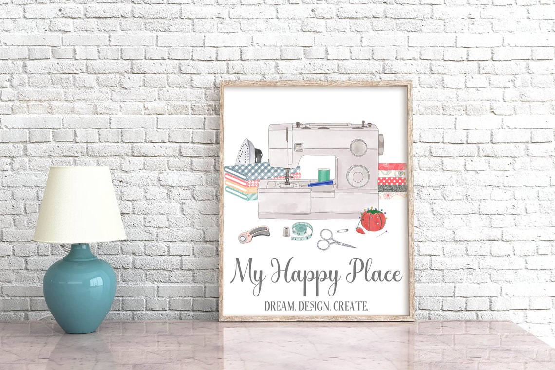 My Happy Place Dream Design Create Sewing Machine Craft Room Poster - Image 5