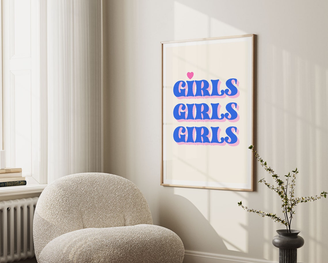 Teenage Girls Room Decor Blue Girl Prints Trendy Retro Wall Art For Girl Bedroom Art Art Prints Poster Aesthetic - Image 2