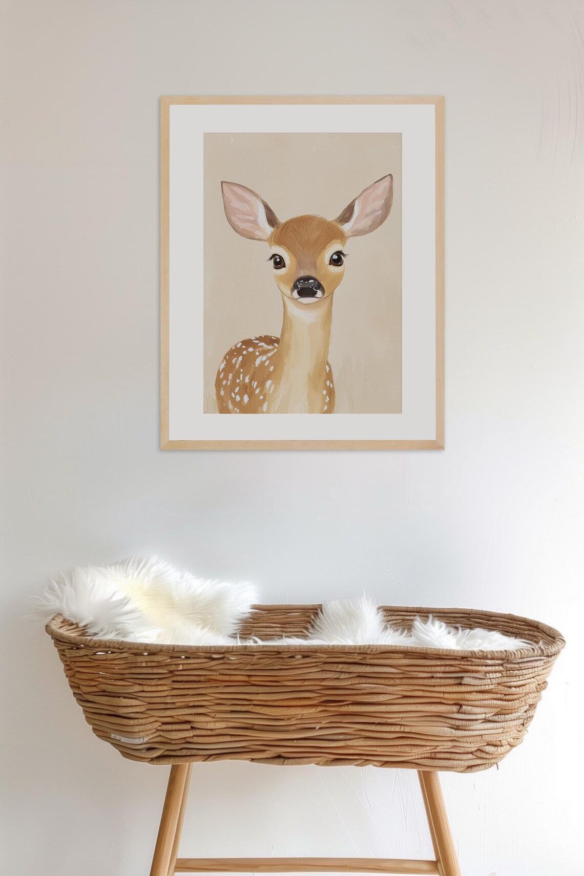 Cute Spotted Deer Fawn Watercolor Neutral Kids Room Animal Poster - Image 4