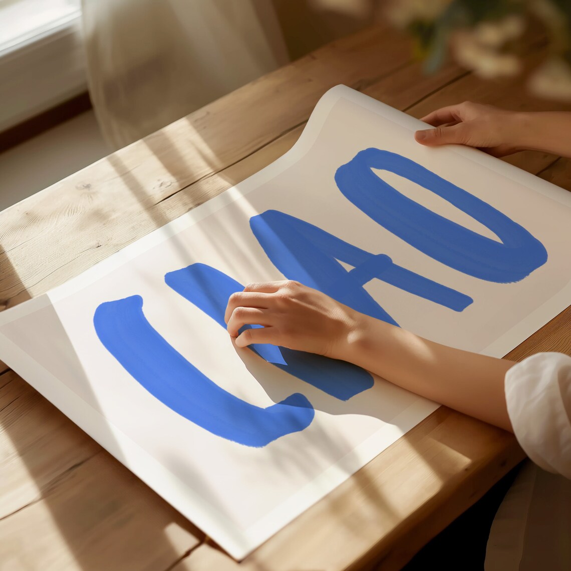 Ciao Blue Brushstroke Typography Italian Minimalist Word Poster - Image 3