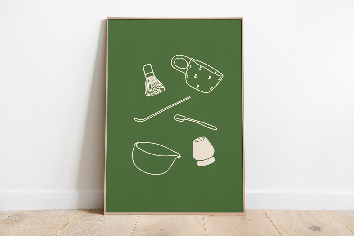 Matcha Latte Art Print, Tea Lover Kitchen Wall Art - Image 3