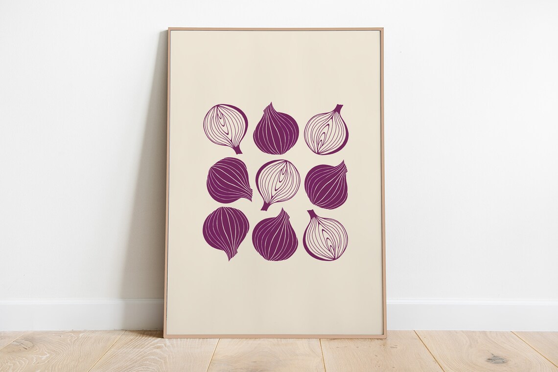 Red Onion Art Print, Kitchen Wall Art Poster - Image 4