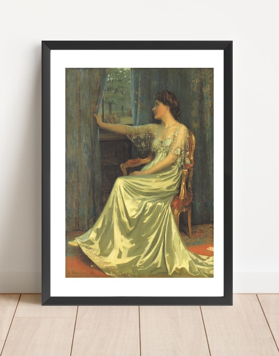 Vintage Lady In Satin Dress, Classy Woman Print