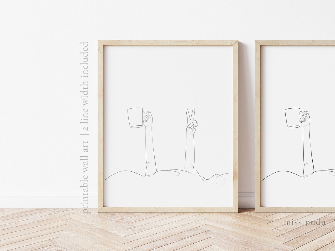 Morning Coffee Single Line Drawing, Scandinavian Art Print - Image 3
