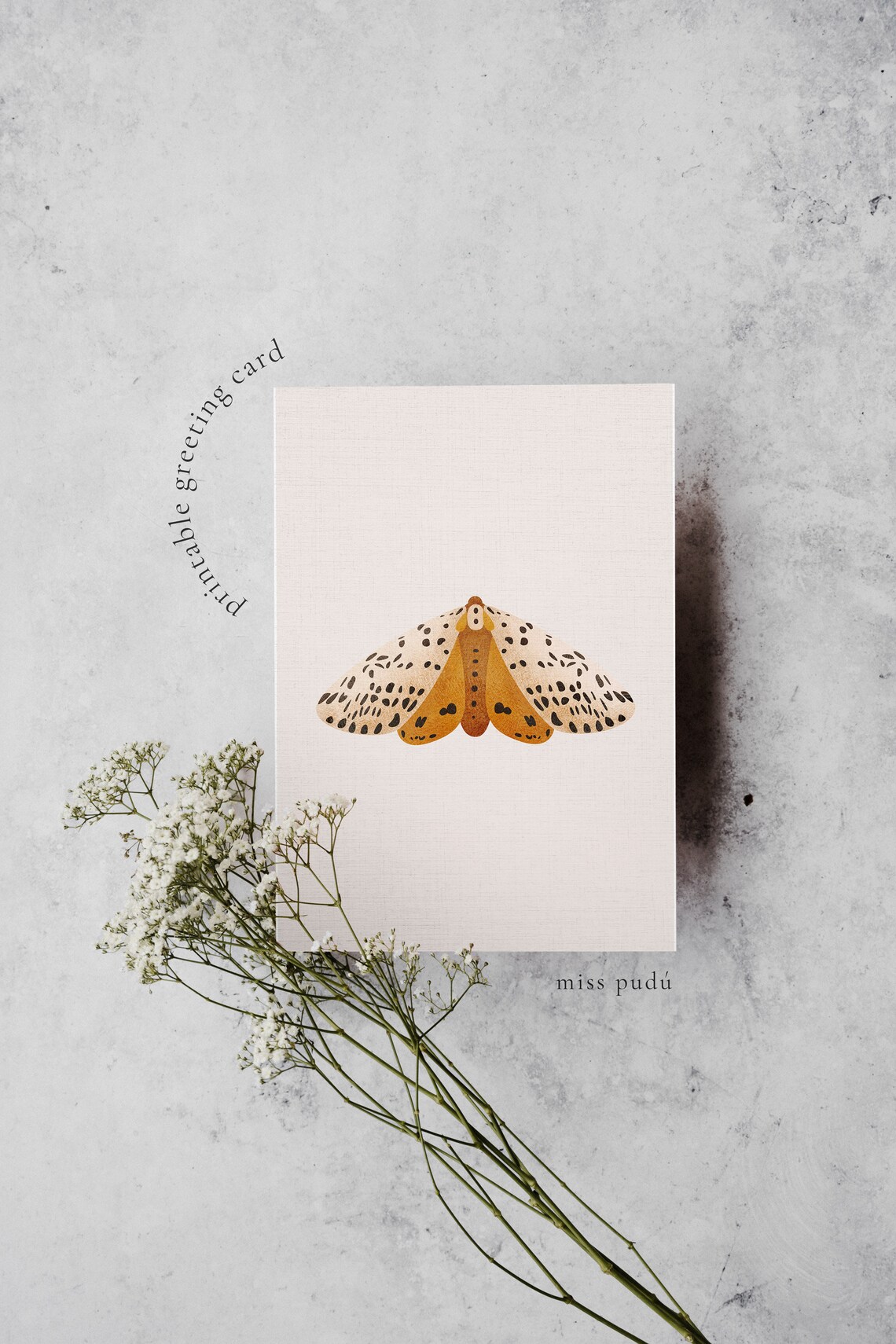 Moth Illustration Printable Greeting Card Boho Nature Wall Art - Image 2