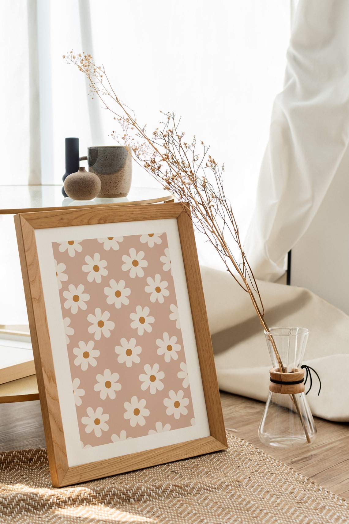 Abstract Wildflower Terracotta Daisy Bohemian Pattern Poster - Image 2