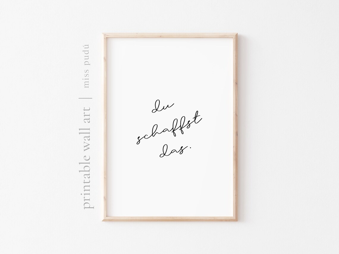 Du Schaffst Das German Quote Poster Minimalist Motivational Decor