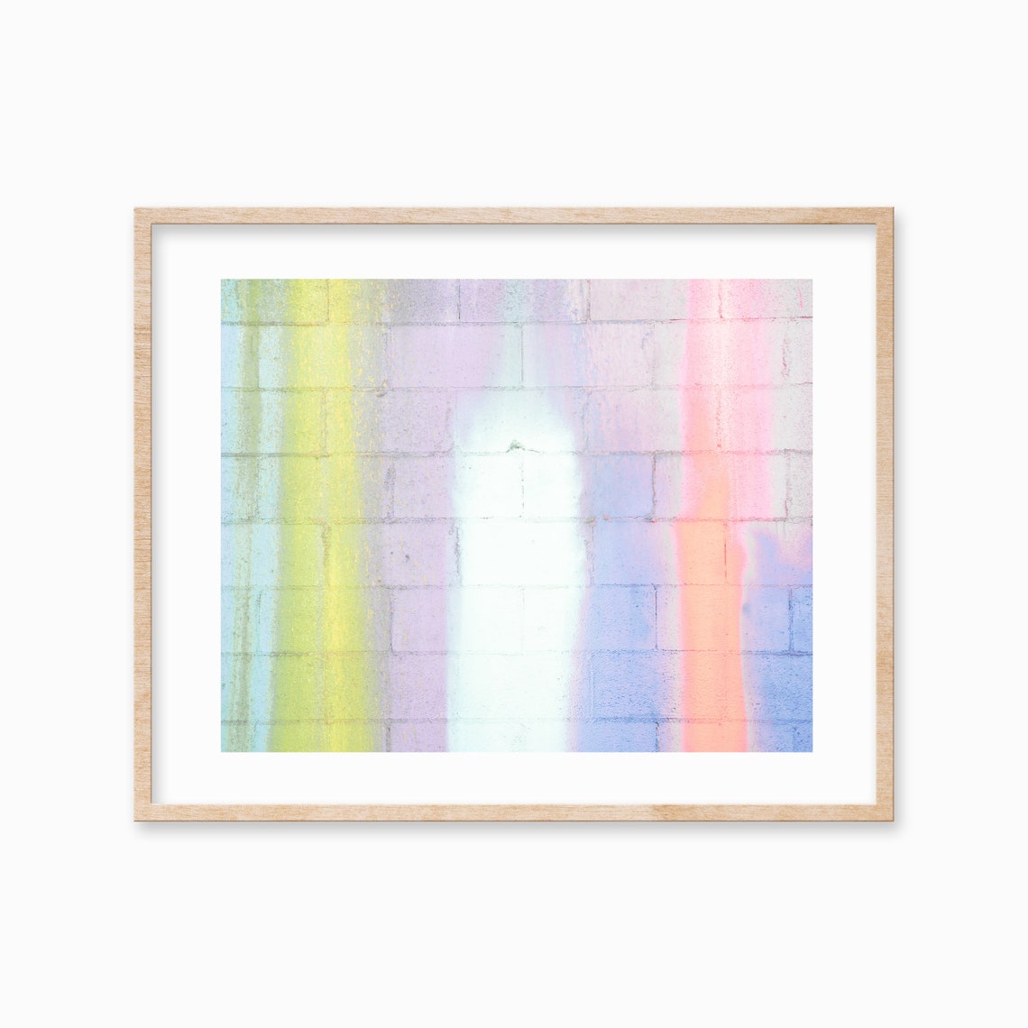 Pastel Stripe Painted Brick Wall Mint Lilac Peach Art Photo Poster