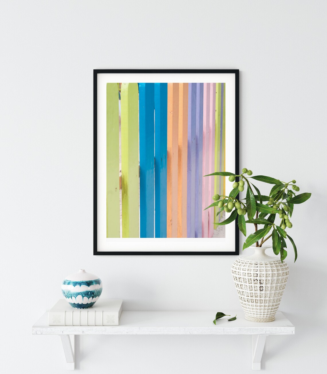 Close Up of Rainbow Painted Wooden Planks Colorful Fence Poster - Image 2