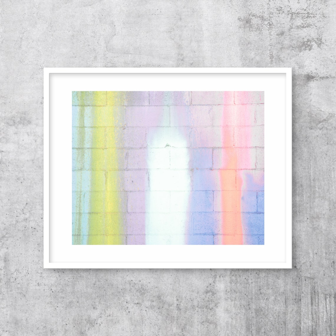 Pastel Stripe Painted Brick Wall Mint Lilac Peach Art Photo Poster - Image 3